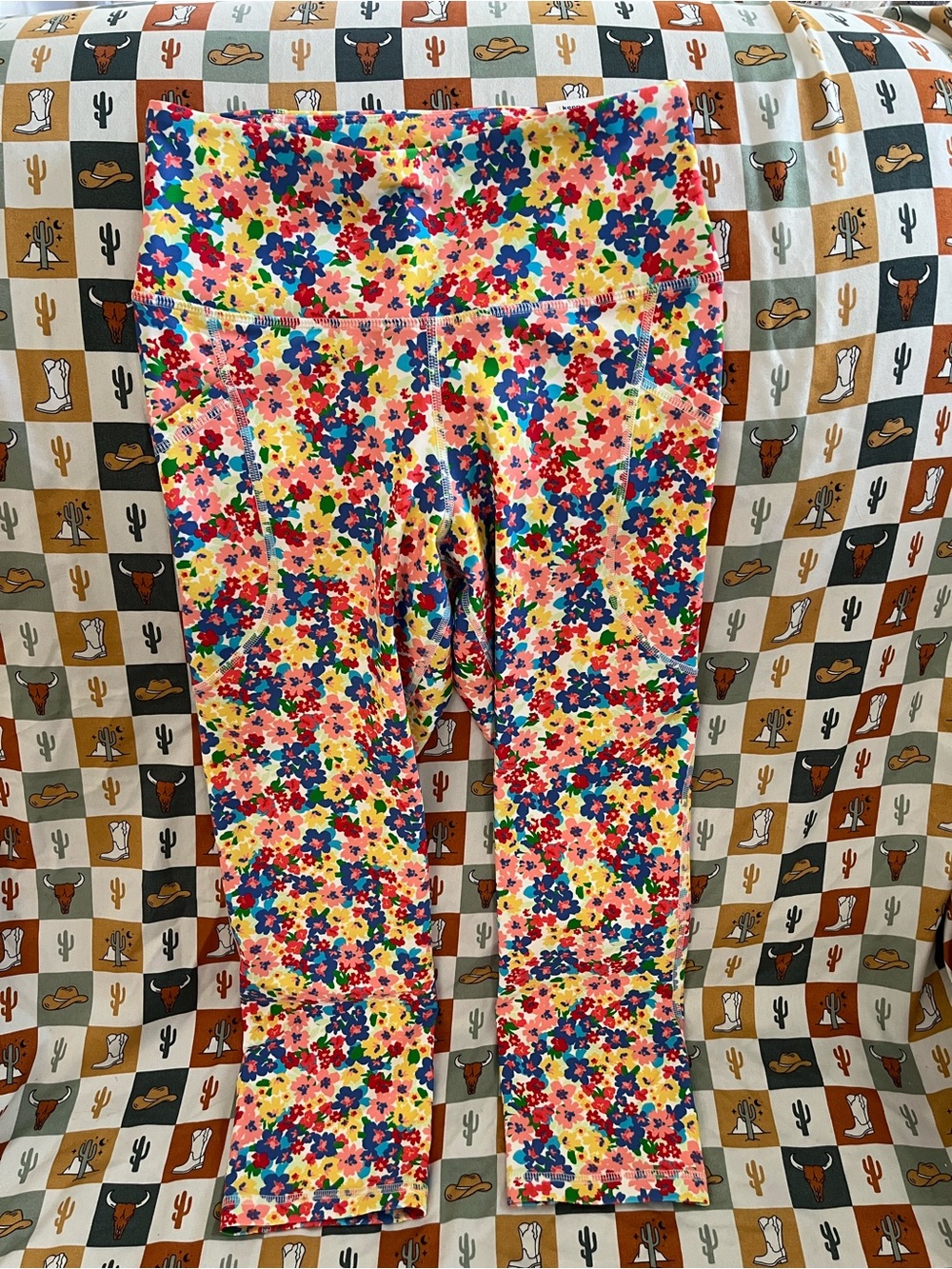 Old Navy Floral Print Cropped Leggings + Running Shorts